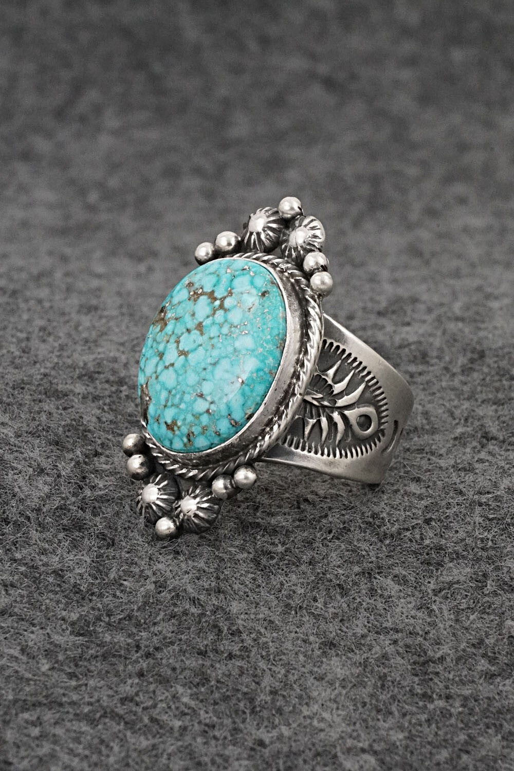 Turquoise & Sterling Silver Ring - Samuel Yellowhair - Size 8