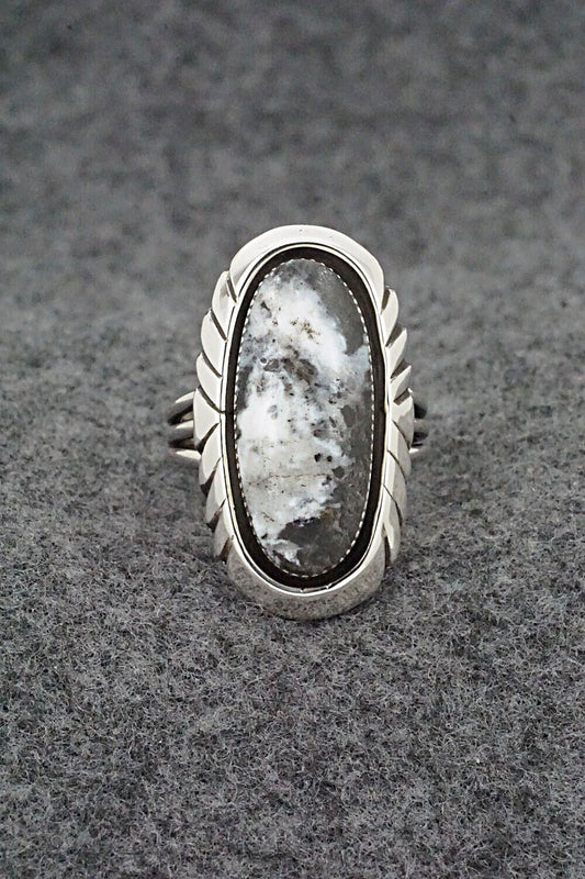 White Buffalo & Sterling Silver Ring - Myra Benally - Size 8.5