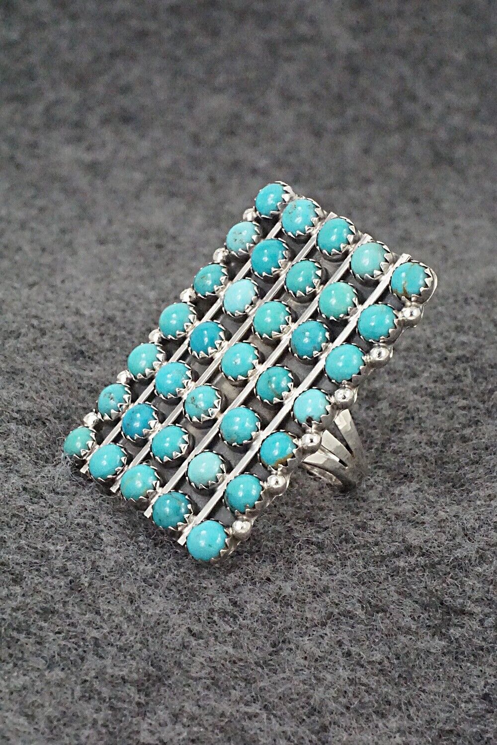 Turquoise & Sterling Silver Ring - Kenny Lonjose - Size 7