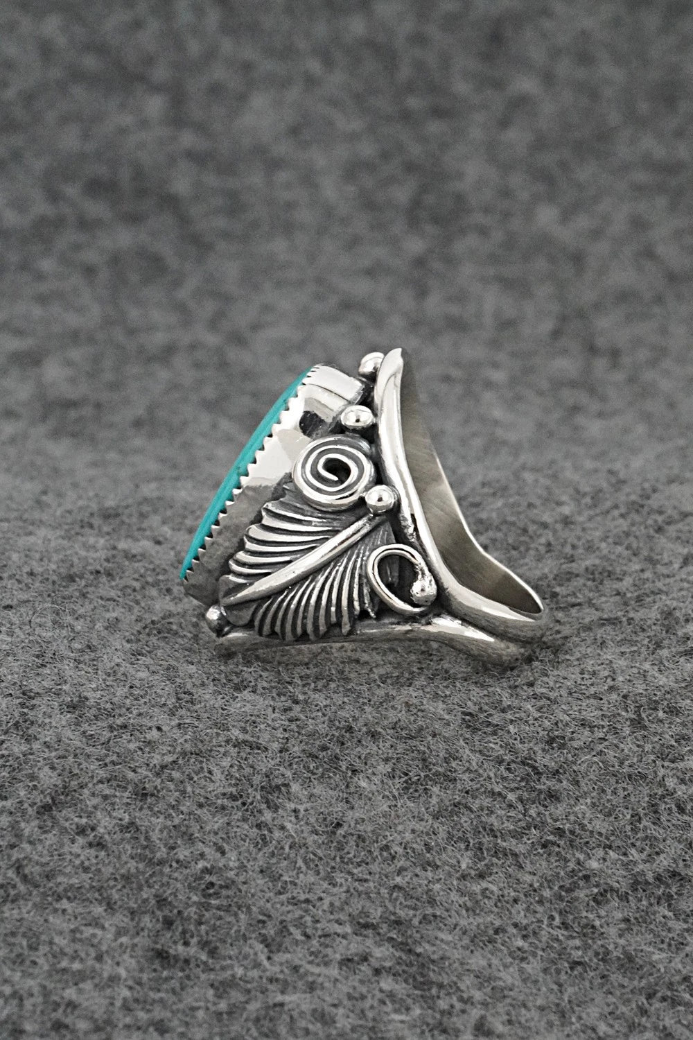 Turquoise & Sterling Silver Ring - Darrell Morgan - Size 9.5