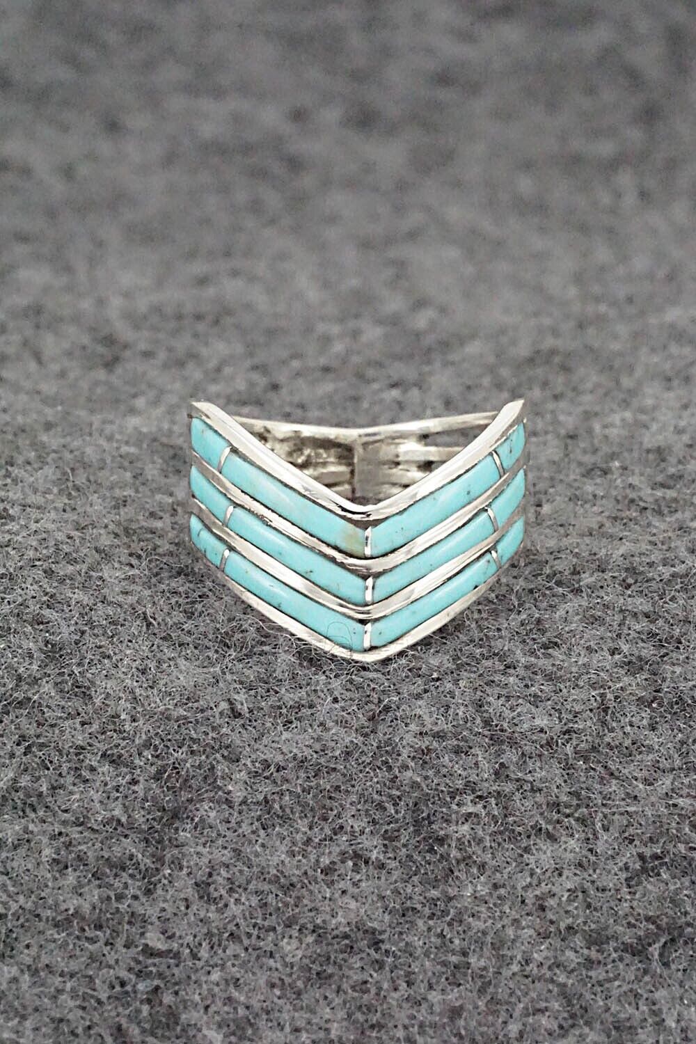 Turquoise & Sterling Silver Ring - Andrew Enrico - Size 8