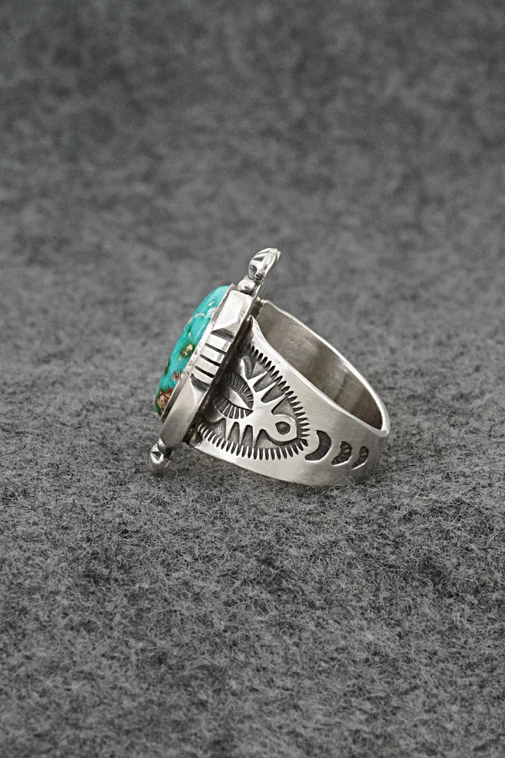 Turquoise & Sterling Silver Ring - Samuel Yellowhair - Size 8