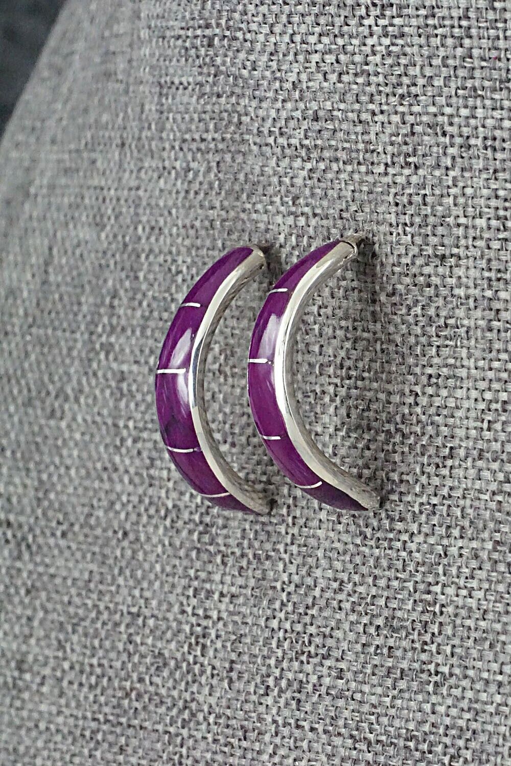 Spiny Oyster & Sterling Silver Earrings - Richard Edaakie
