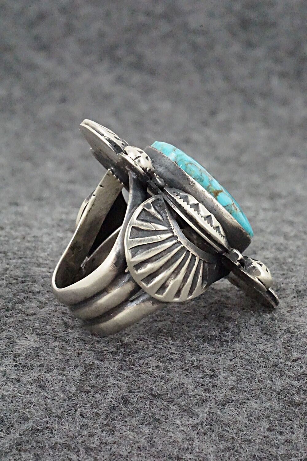 Turquoise & Sterling Silver Ring - Gilbert Tom - Size 9