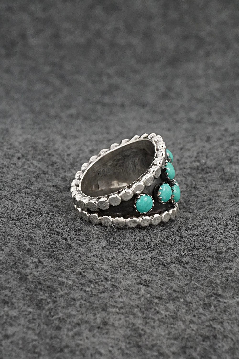 Turquoise & Sterling Silver Ring - Kenny Lonjose - Size 6.5