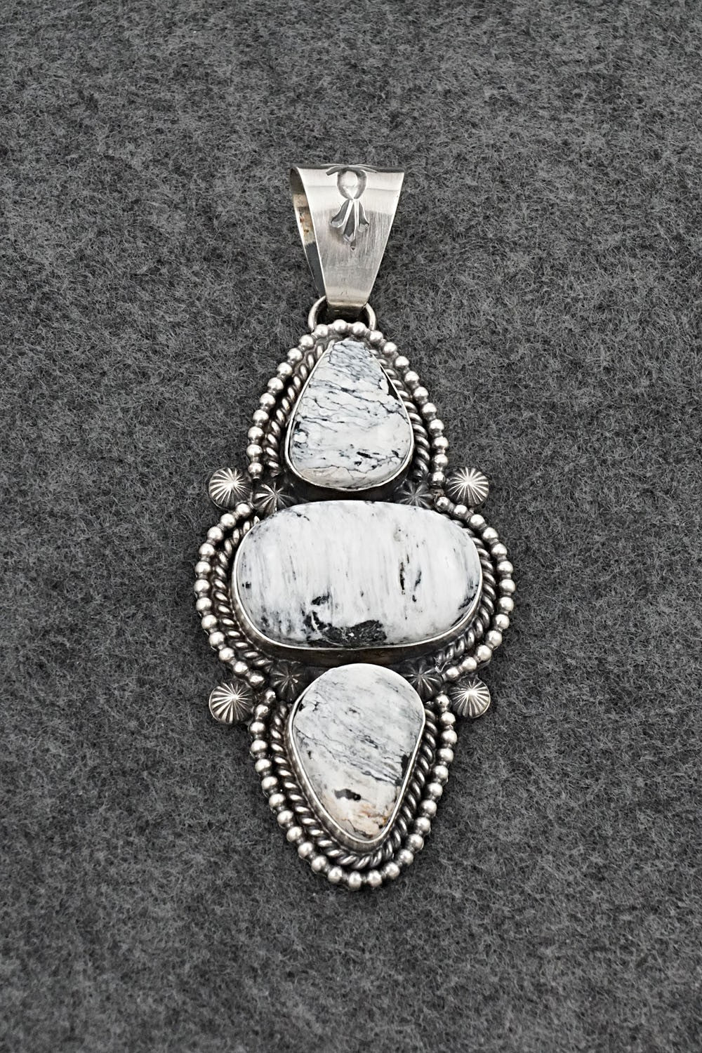 White Buffalo & Sterling Silver Pendant - Raymond Delgarito