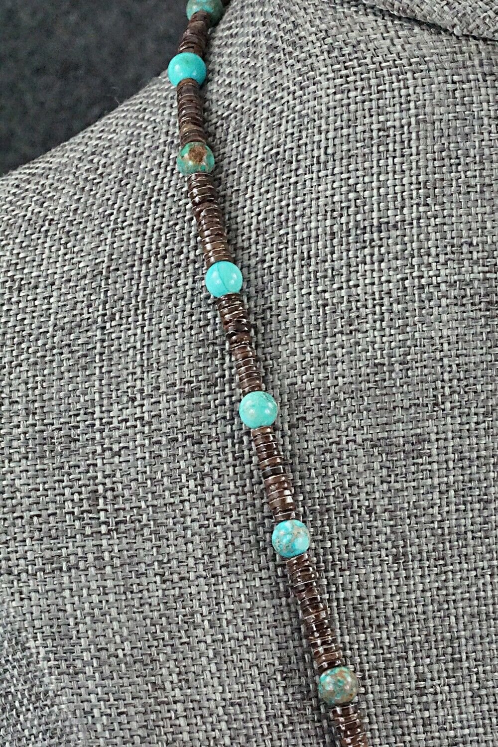 Turquoise, Shell & Sterling Silver Necklace 24" - Ramona Bird