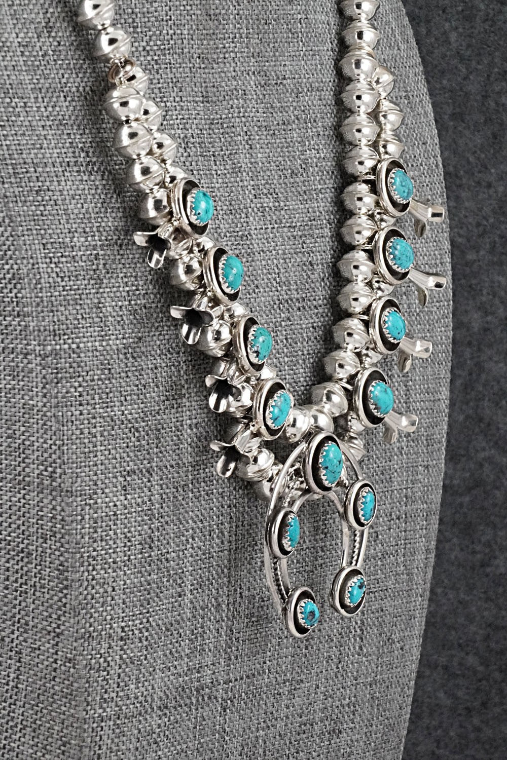 Turquoise & Sterling Silver Squash Blossom Set - Phil Garcia