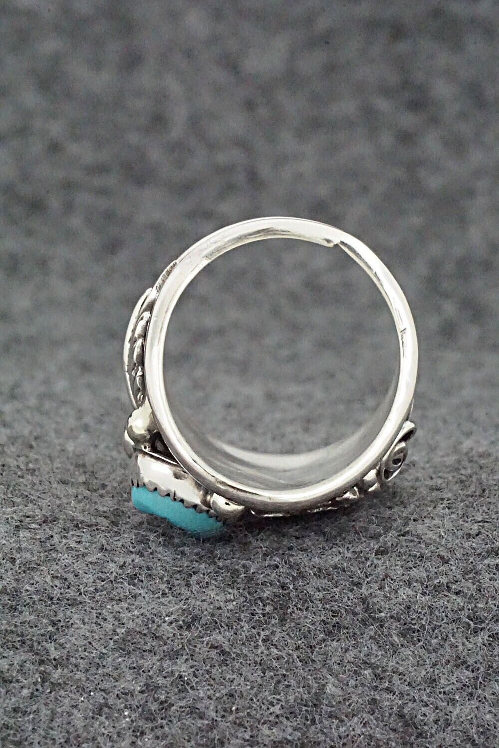 Turquoise, Coral & Sterling Silver Ring - Jeannette Saunders - Size 9.5