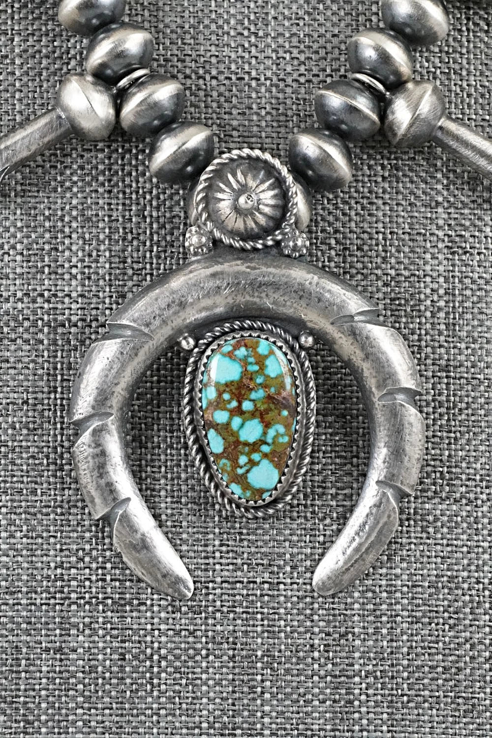 Turquoise & Sterling Silver Squash Blossom Necklace - Preston Haley