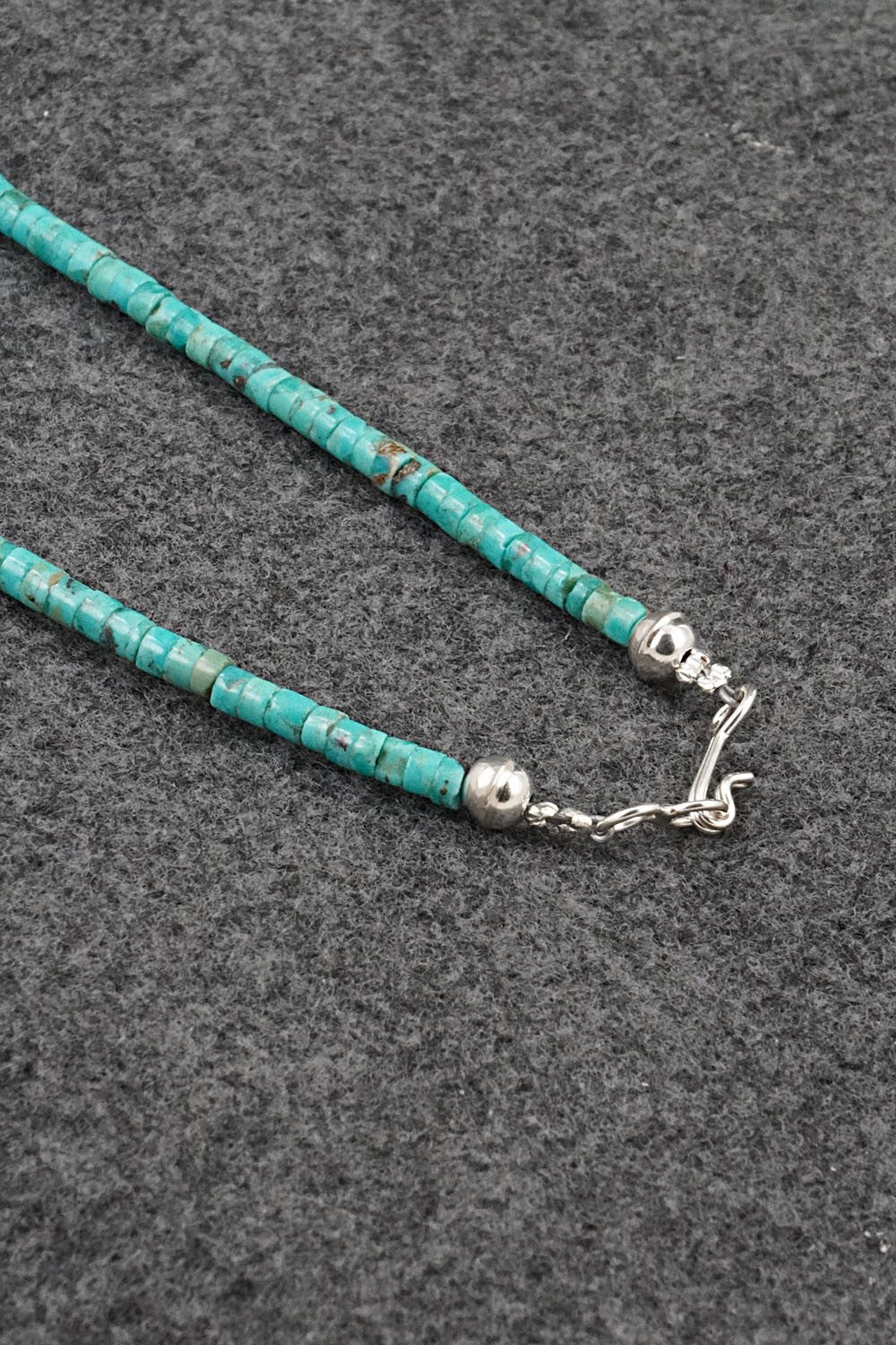 Turquoise, Onyx & Sterling Silver Necklace 19" - Helen Tsosie