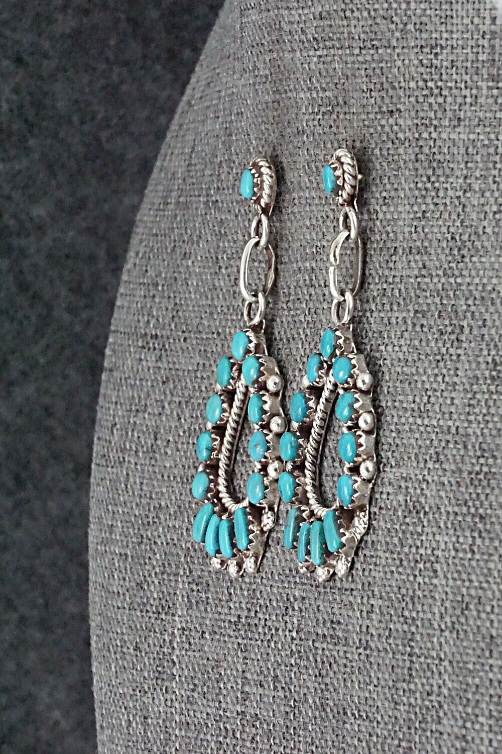 Turquoise & Sterling Silver Earrings - Vangie Tsabetsaye