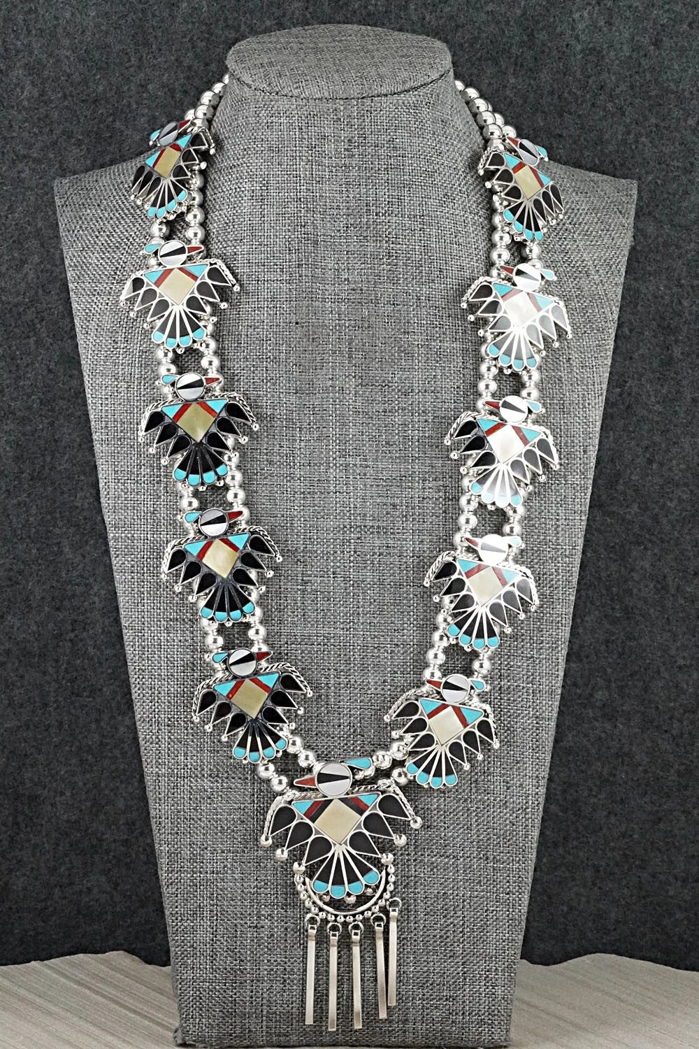 Multi-Stone & Sterling Silver Inlay Necklace Set - Adrian Wallace