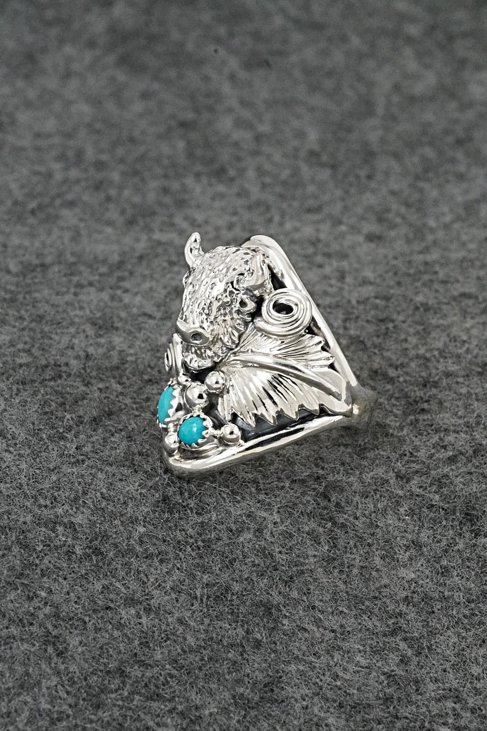 Turquoise & Sterling Silver Ring - Darrell Morgan - Size 9.75