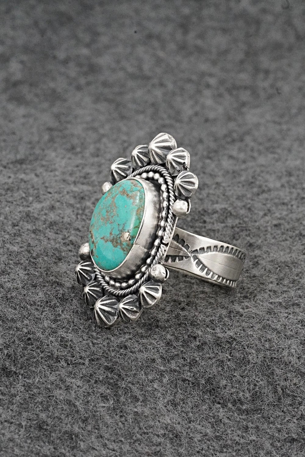 Turquoise & Sterling Silver Ring - Cordell Platero - Size Adjustable