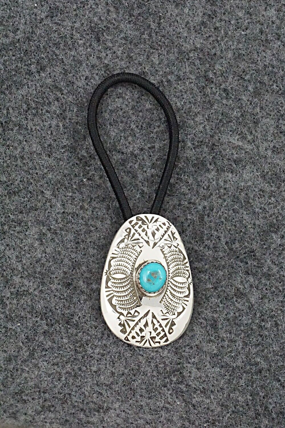 Turquoise & Sterling Silver Hair Tie - Shirley Skeets