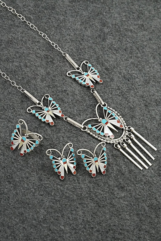 Multi-Stone & Sterling Silver Inlay Necklace Set - Adrian Wallace