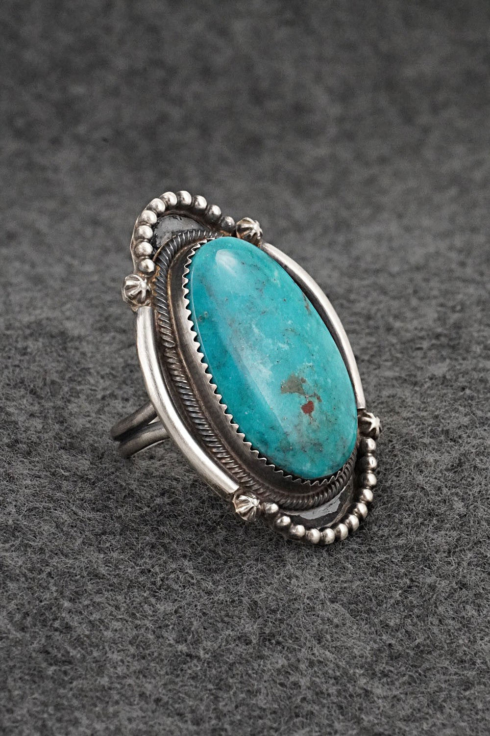 Turquoise & Sterling Silver Ring - Leslie Nez - Size 9.5
