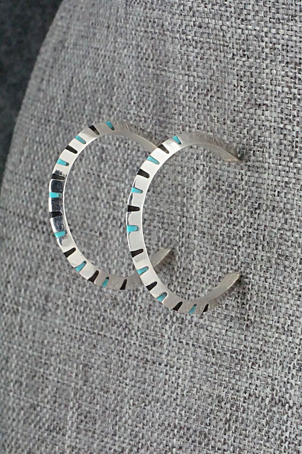 Turquoise, Onyx & Sterling Silver Earrings - Gilbert Weebothee