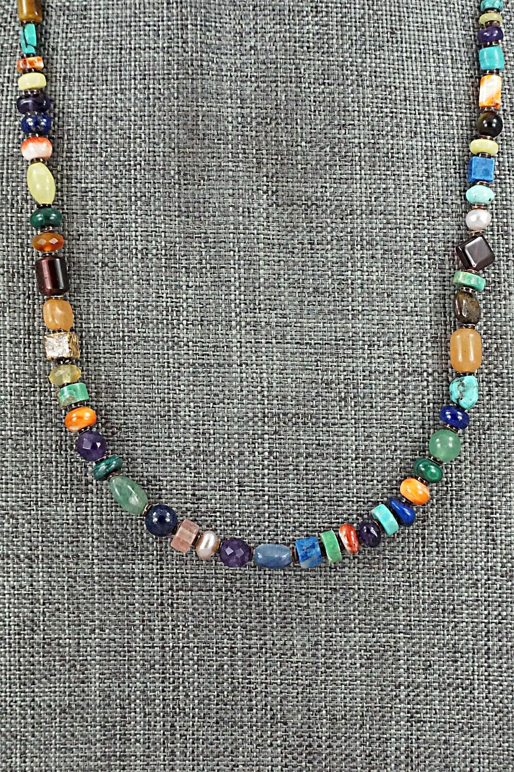 Multi-Stone & Sterling Silver Necklace 18" - Helen Tsosie