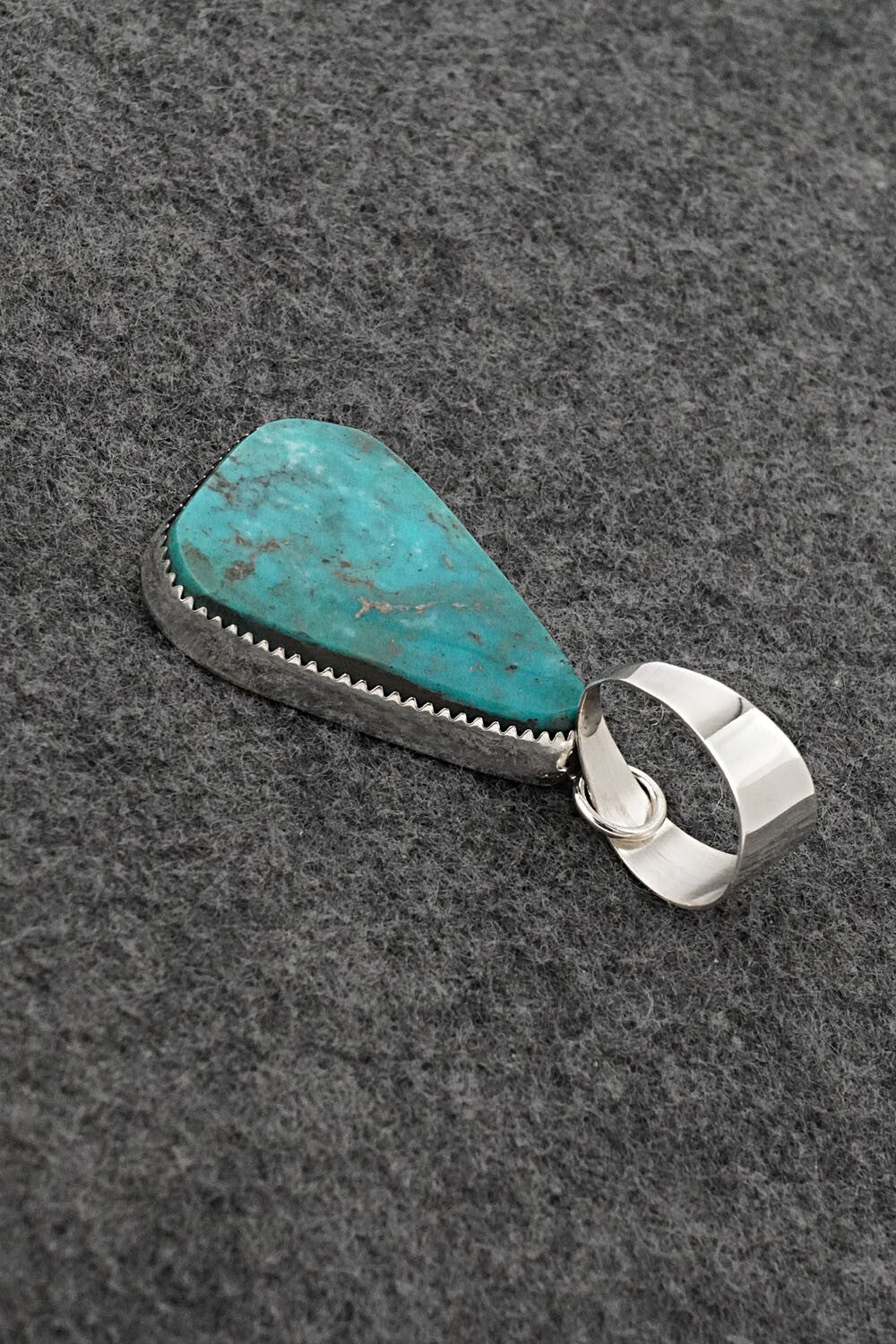 Turquoise and Sterling Silver Pendant - Leslie Nez