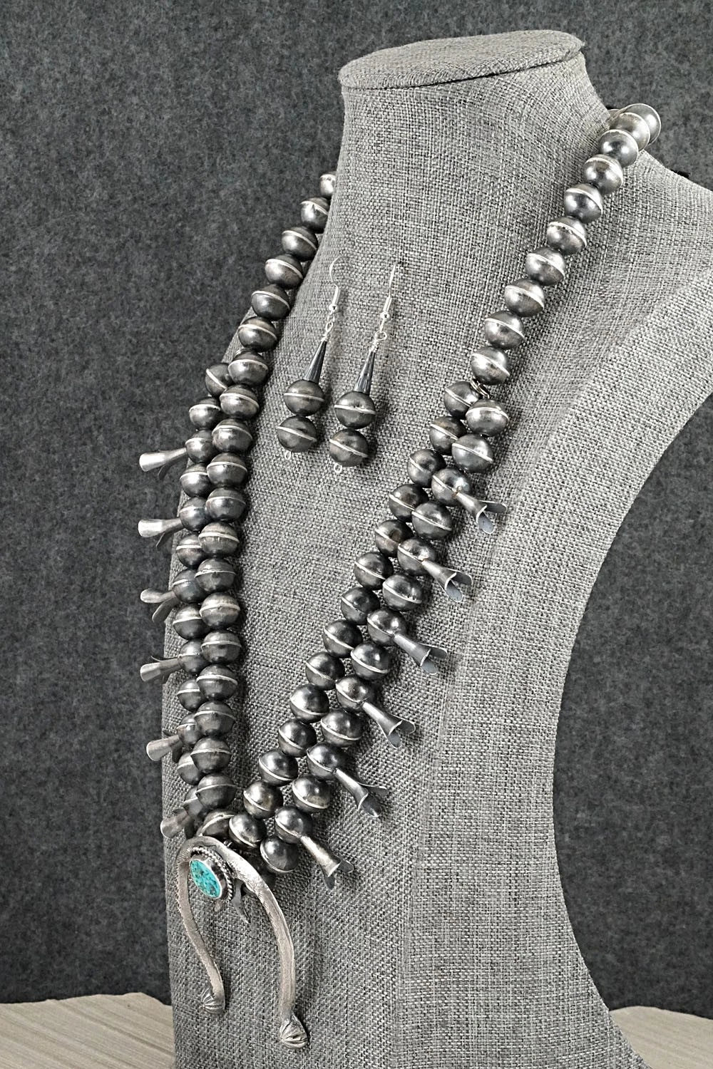 Turquoise & Sterling Silver Squash Blossom Set - Gilbert Martin
