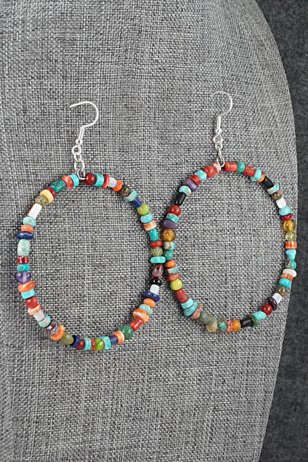 Multi-Stone & Sterling Silver Earrings - Helen Tsosie