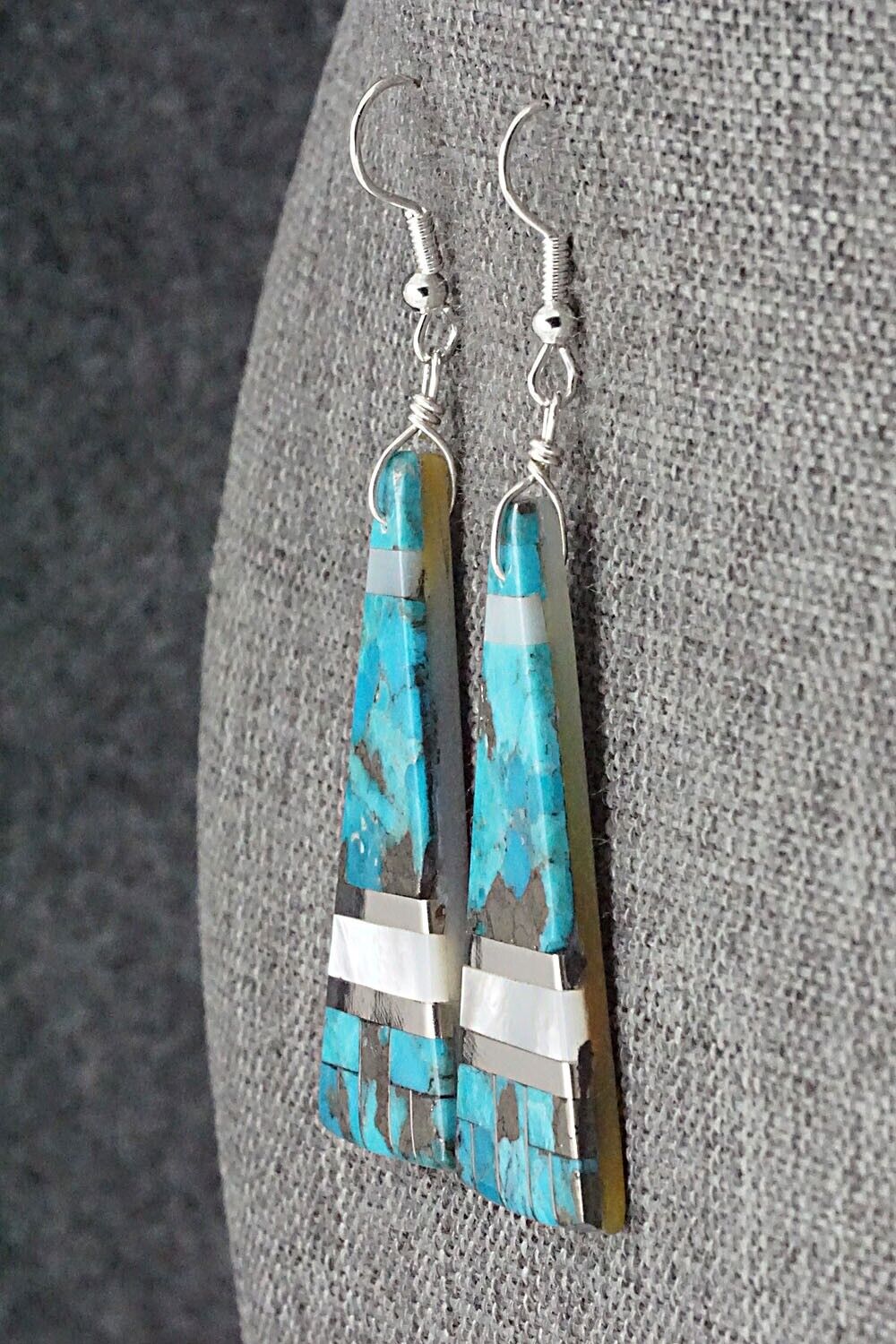 Turquoise, Mother of Pearl & Sterling Silver Earrings - Daniel Coriz