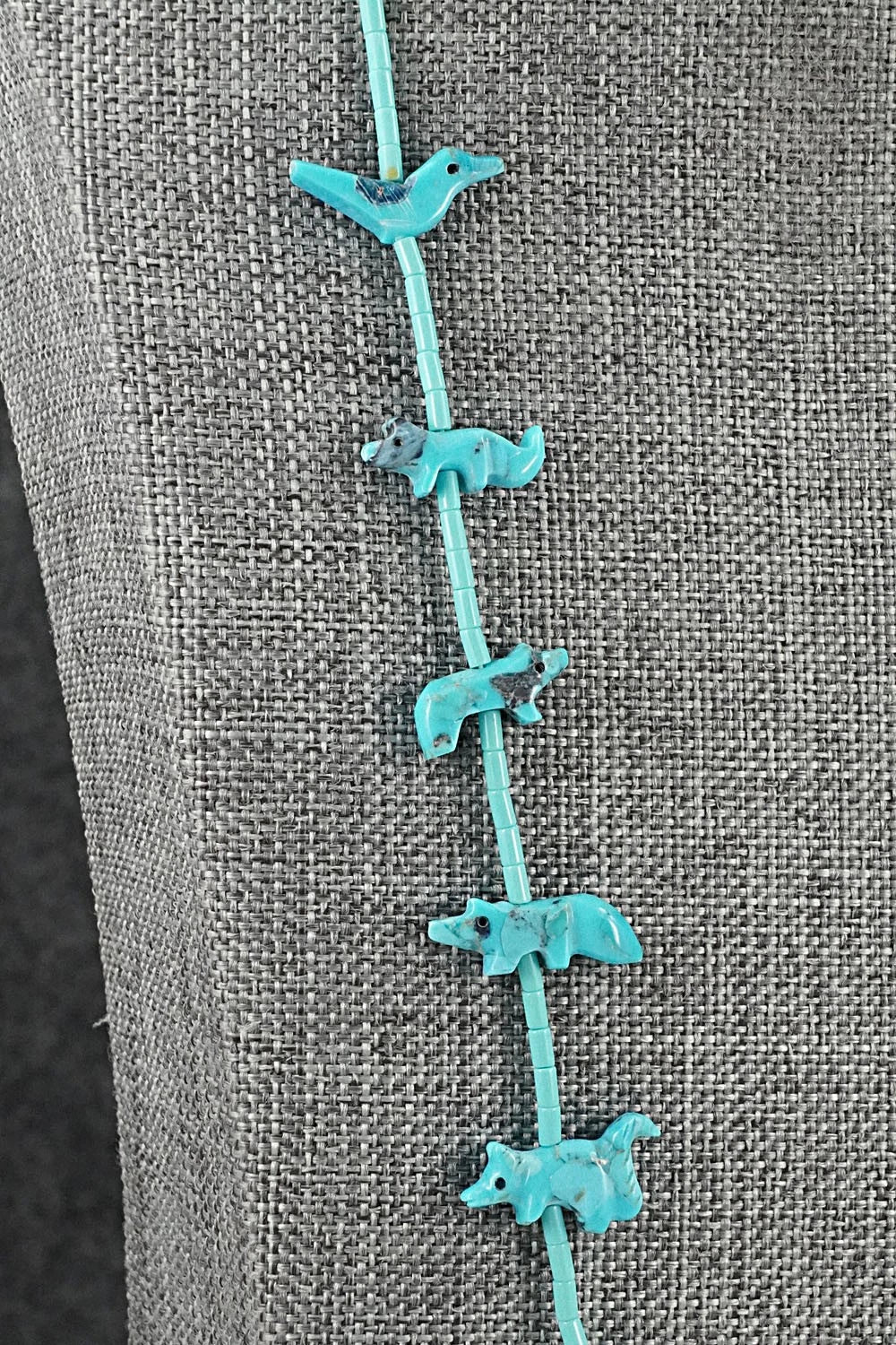 Turquoise Fetish Carving & Sterling Silver Necklace - Hector Goodluck