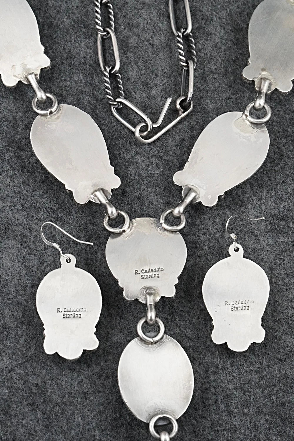 Turquoise & Sterling Silver Necklace and Earrings Set - Rosita Calladitto