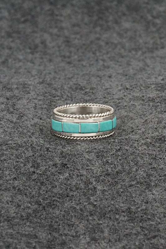 Turquoise & Sterling Silver Ring - Bruce Johnson - Size 6.5