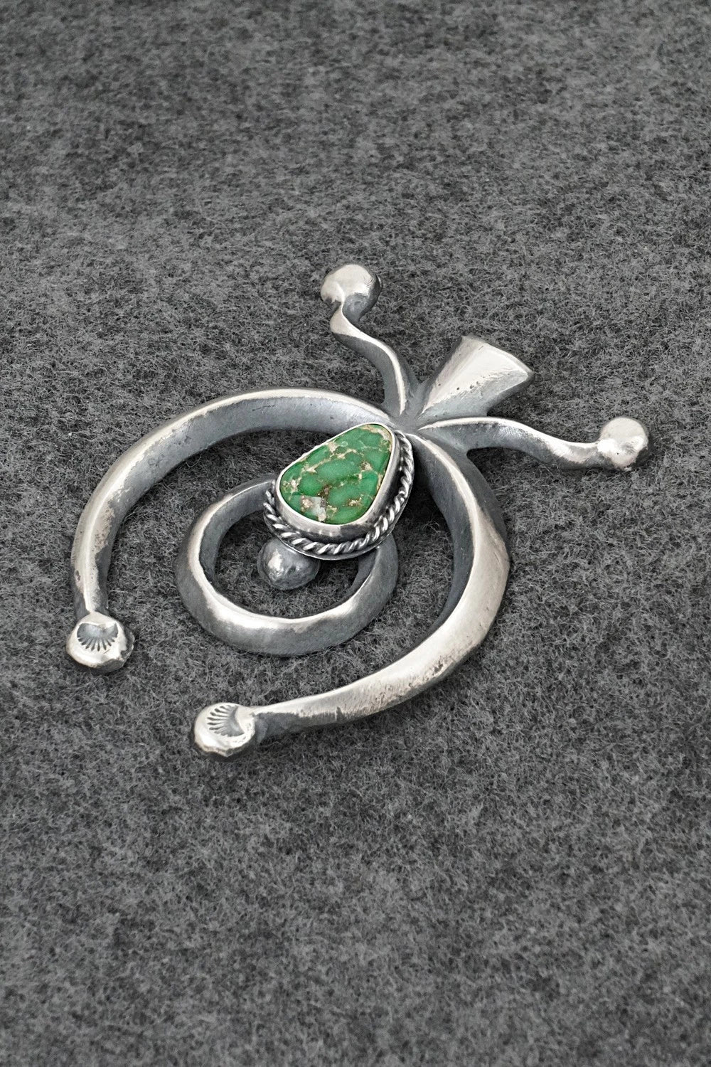 Turquoise & Sterling Silver Naja Pendant - Harrison Bitsue
