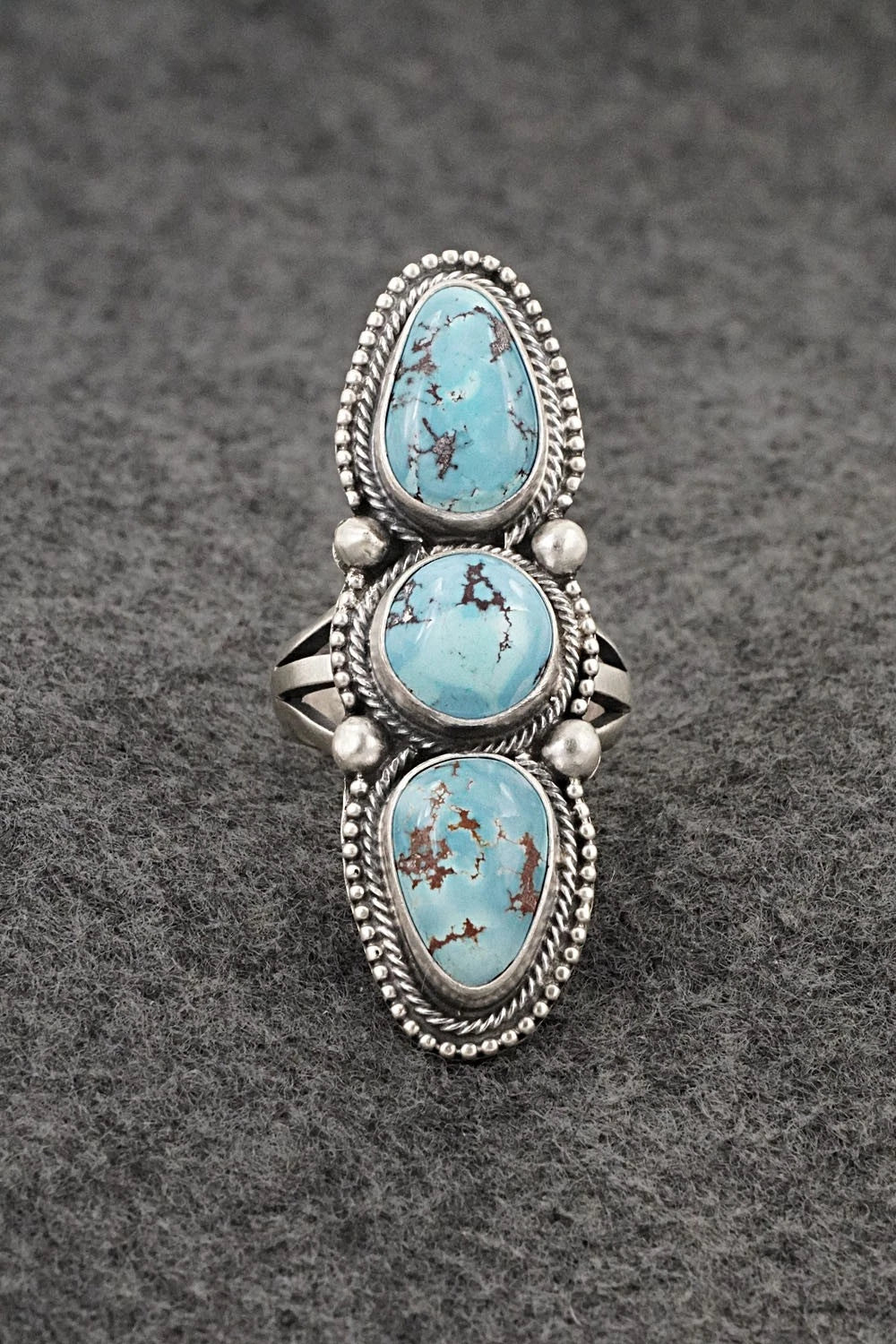 Turquoise & Sterling Silver Ring - Bobby Johnson - Size 8.5