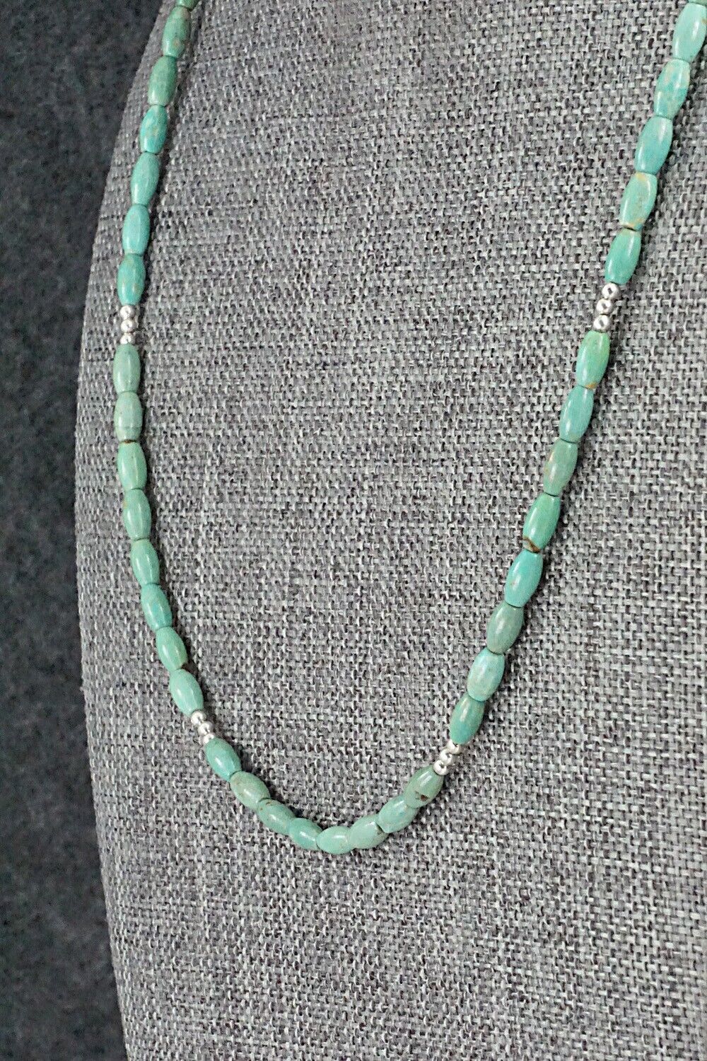 Turquoise & Sterling Silver Necklace 20" - Doreen Jake