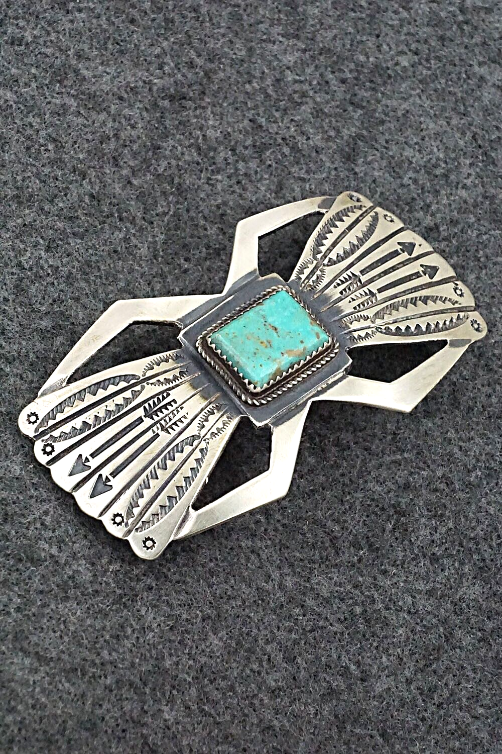 Turquoise & Sterling Silver Hair Barrette - Martha Cayatineto