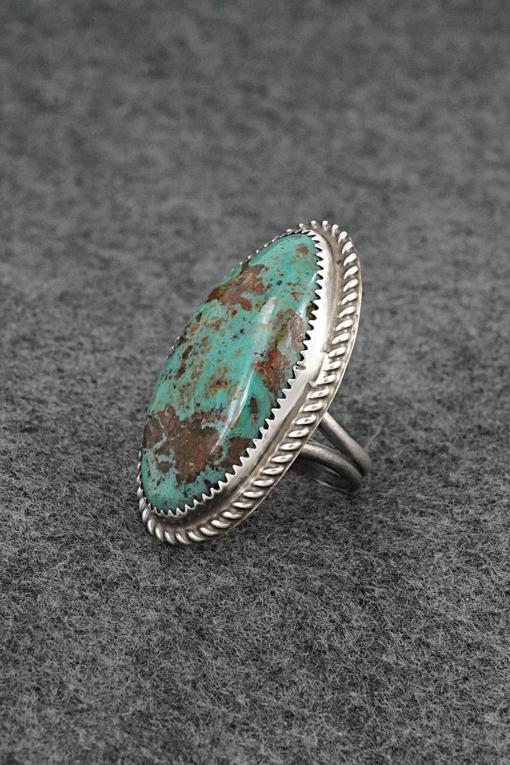 Turquoise & Sterling Silver Ring - Leslie Nez - Size 7.5