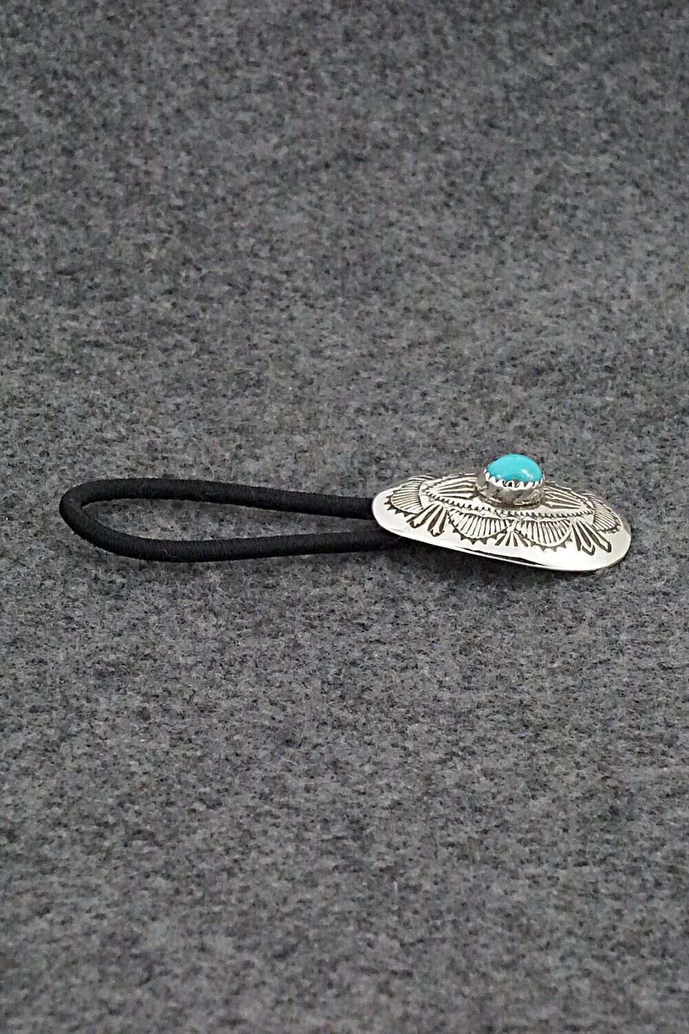 Turquoise & Sterling Silver Hair Tie - Shirley Skeets