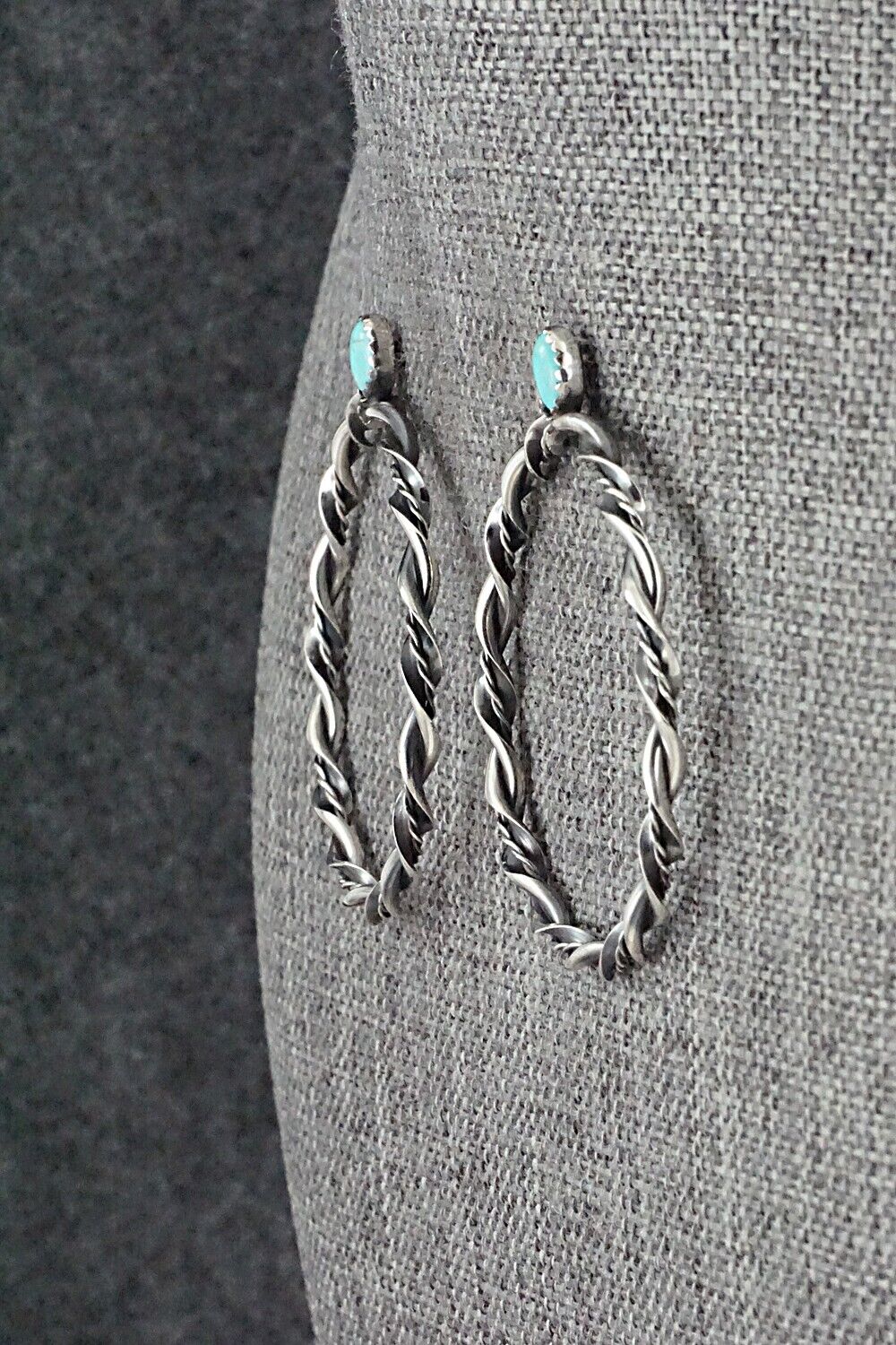 Turquoise & Sterling Silver Earrings - Nelson Leonard Jr.