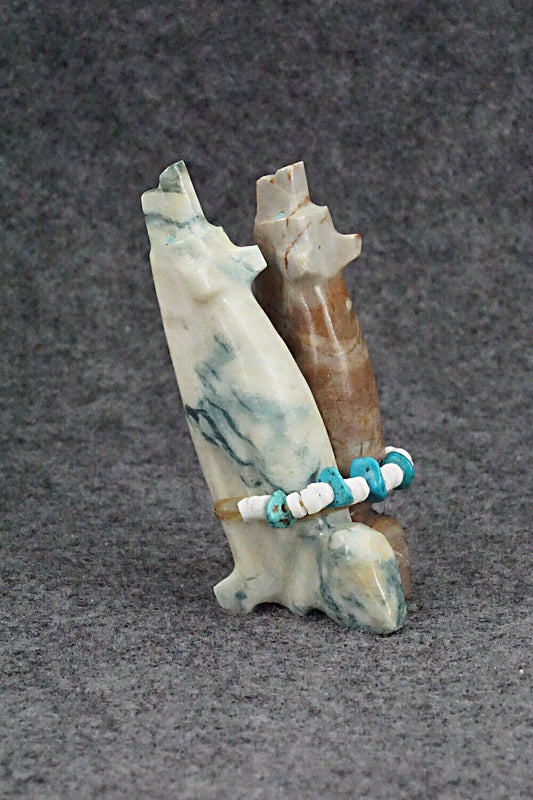 Wolf Pair Zuni Fetish Carving - Tim Lementino