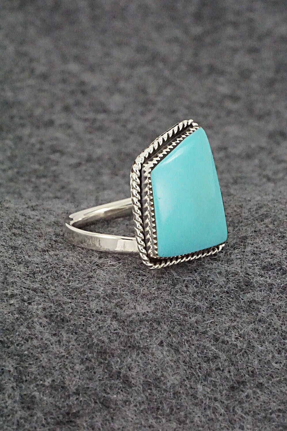 Turquoise & Sterling Silver Ring - Sheena Jack - Size 7 (Adj.)