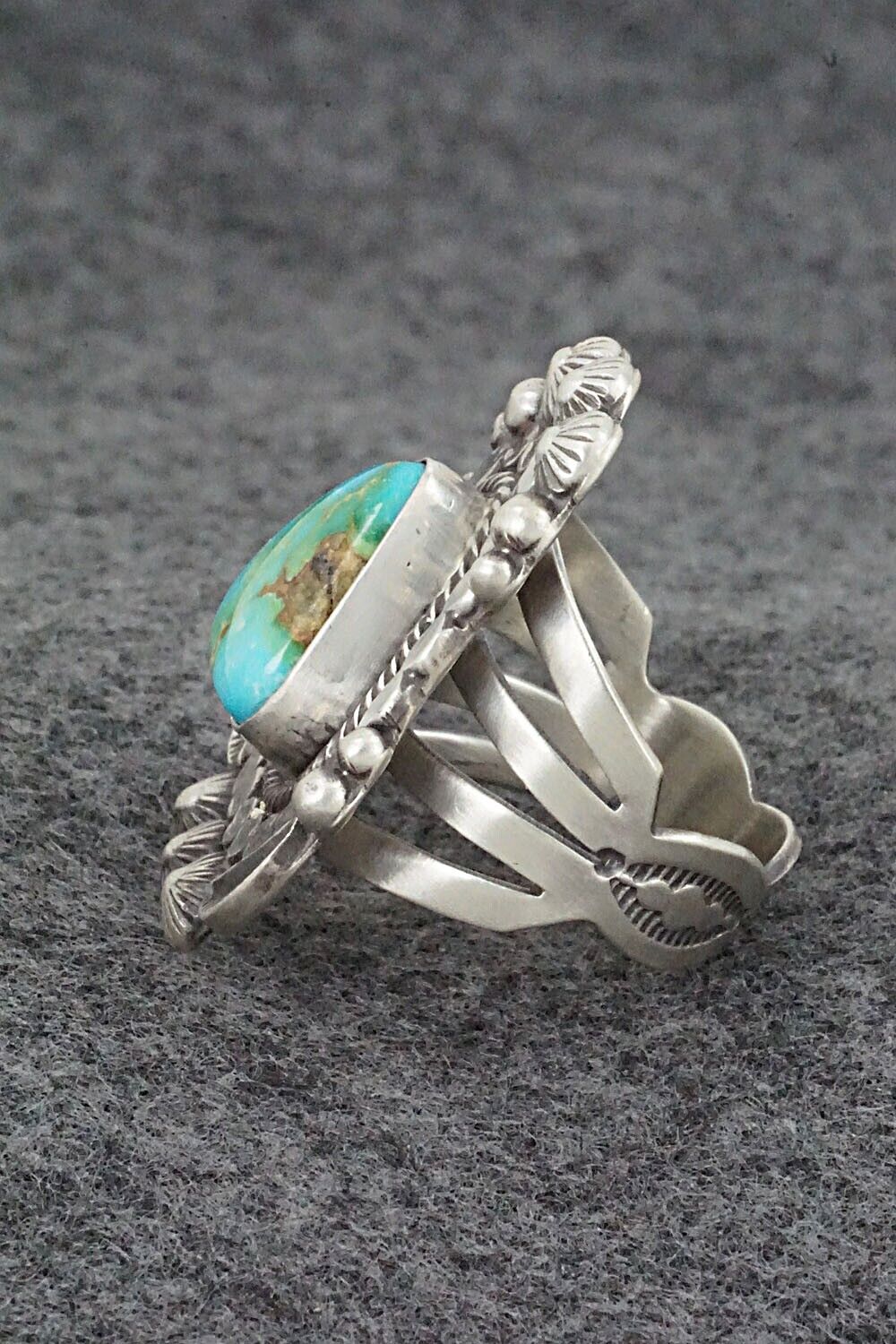 Turquoise & Sterling Silver Ring - Tom Lewis - Size 8.5