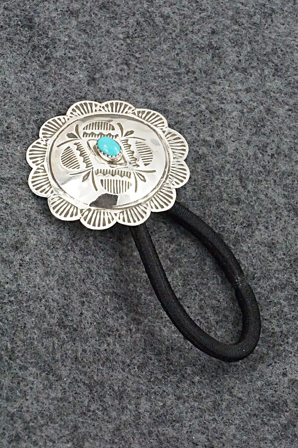 Turquoise & Sterling Silver Hair Tie - Bertha Begay