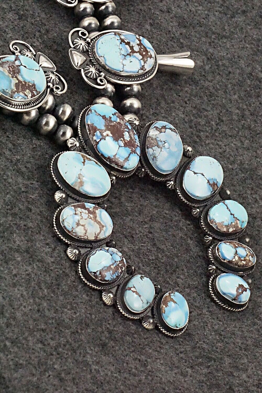 Turquoise & Sterling Silver Squash Blossom Set - Derrick Gordon