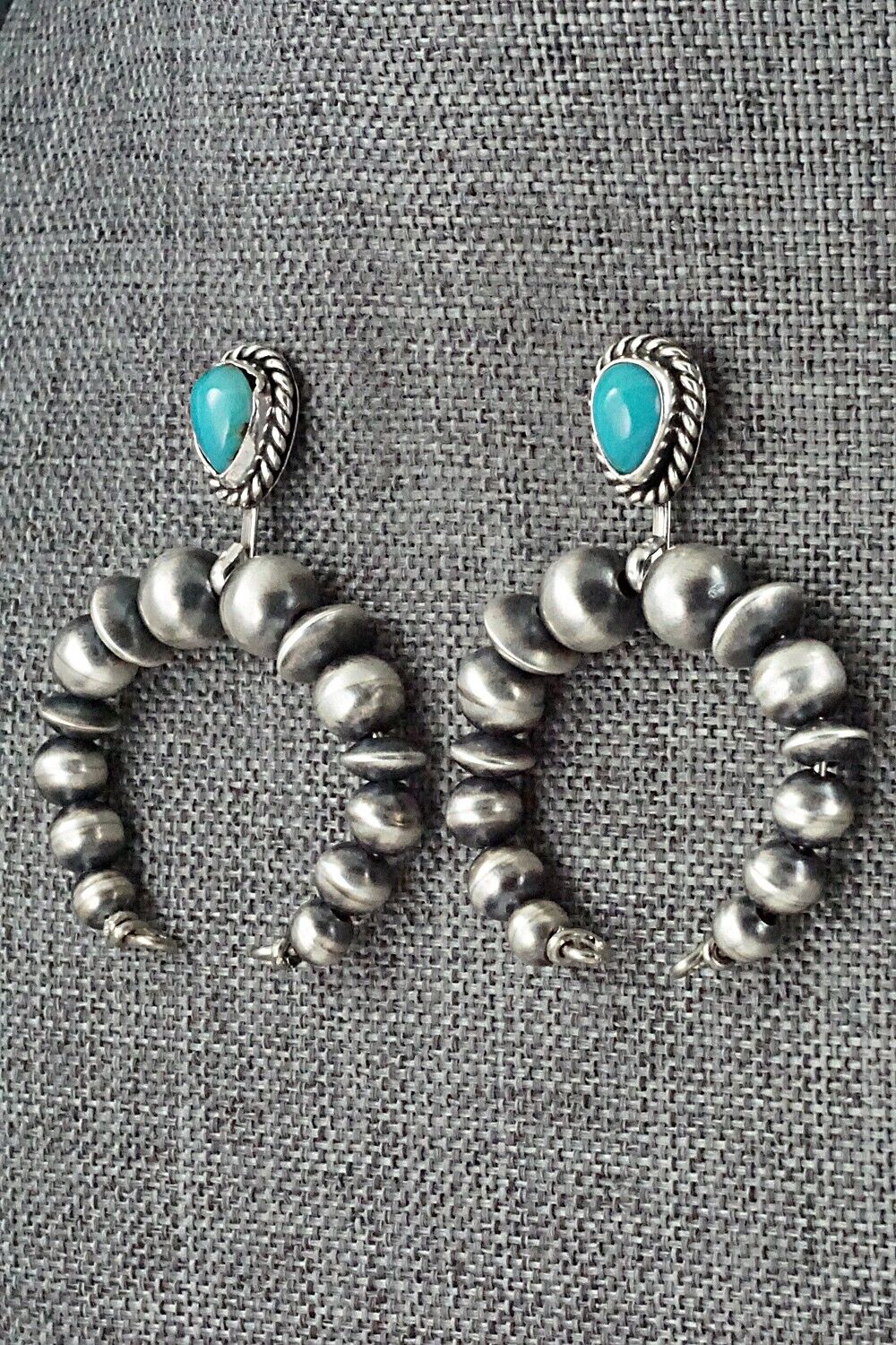 Turquoise & Sterling Silver Navajo Pearl Earrings - Amanda Larry