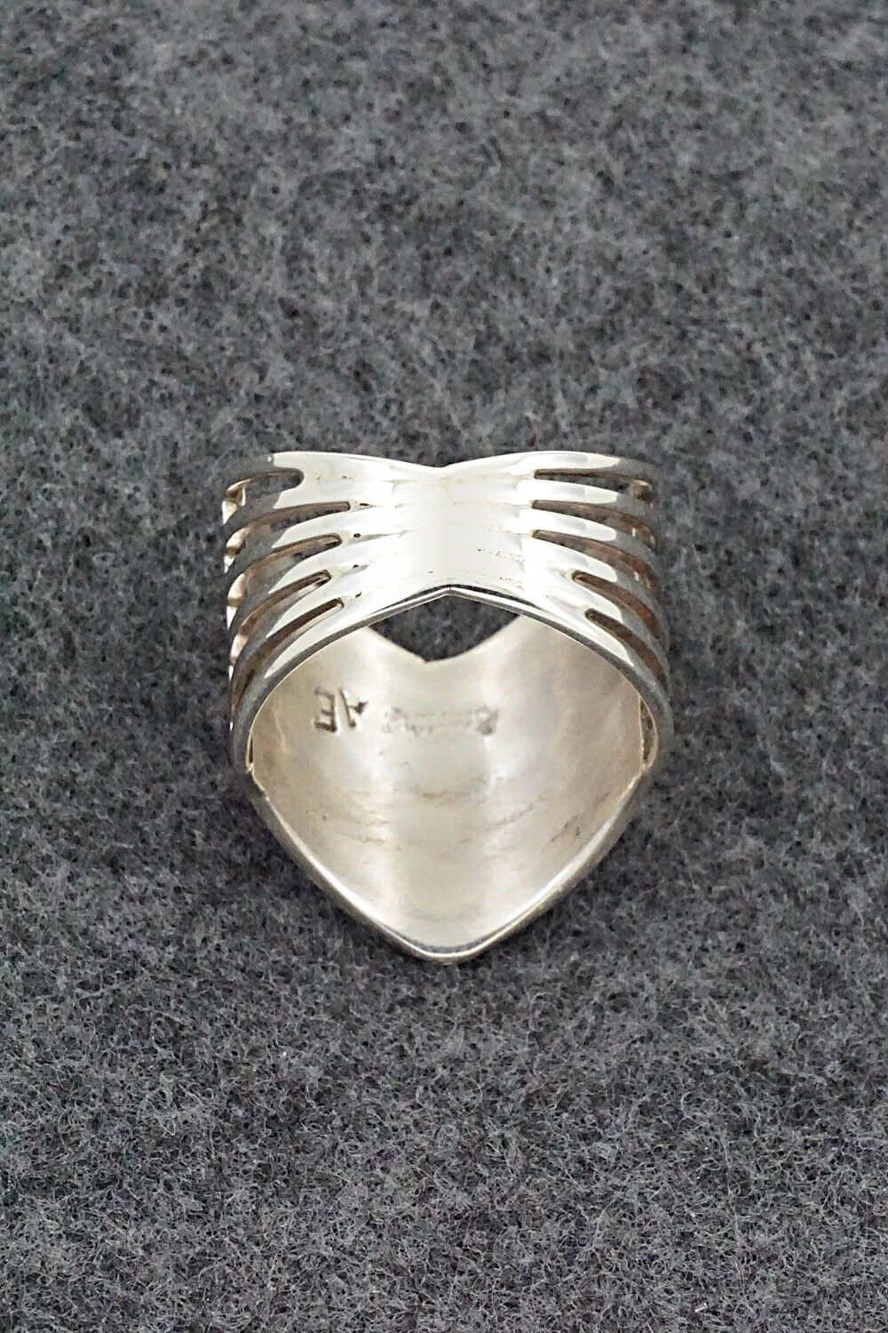 Coral & Sterling Silver Ring - Andrew Enrico - Size 7.5