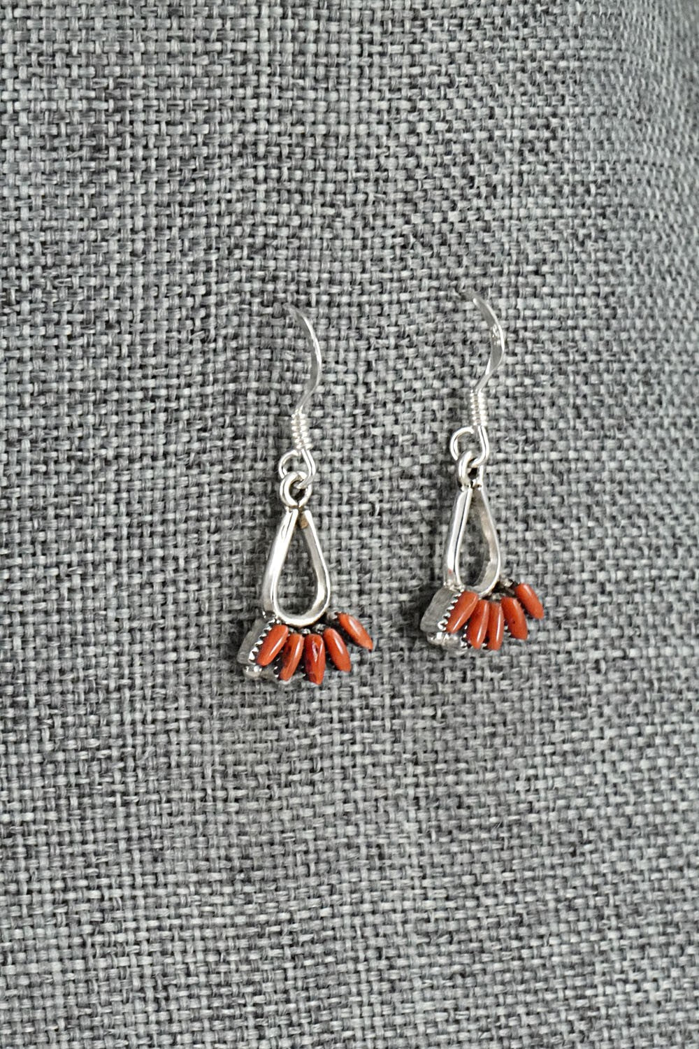 Coral & Sterling Silver Necklace and Earrings Set - Mildred Ukestine