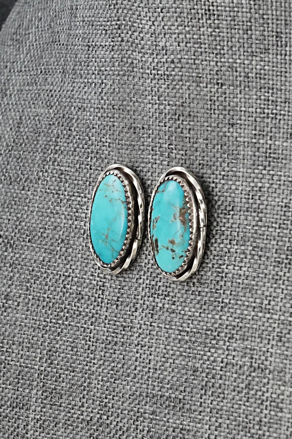Turquoise & Sterling Silver Earrings - Ernest Hawthorne