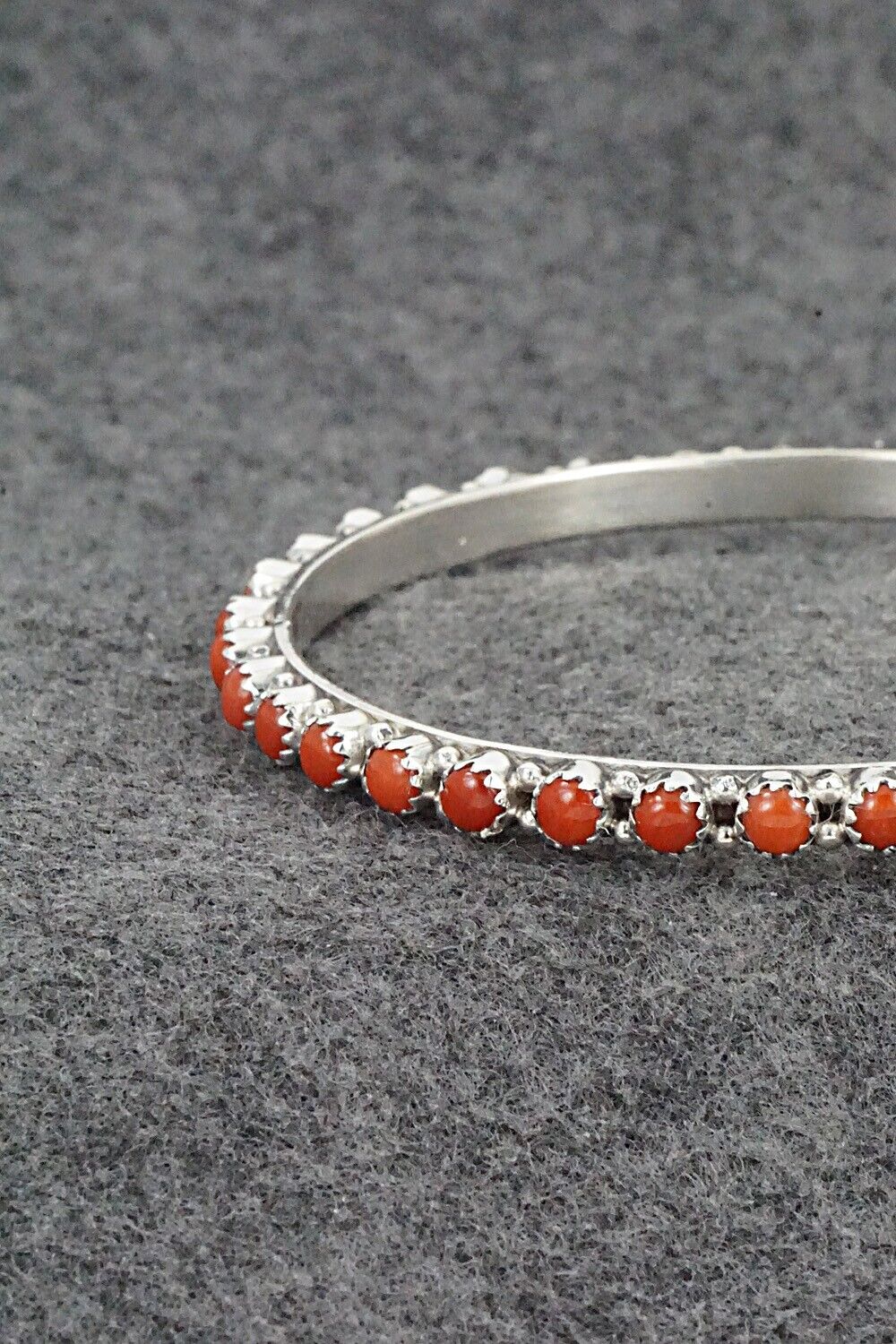 Coral & Sterling Silver Bangle Bracelet - Gaynell Parker