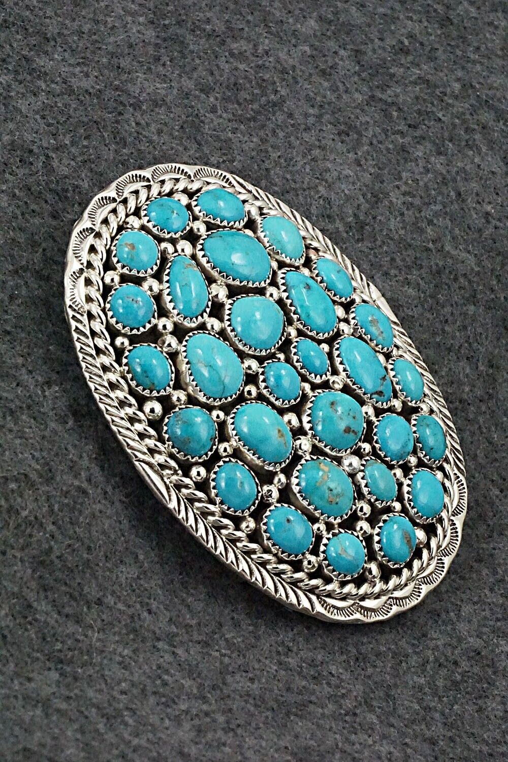 Turquoise & Sterling Silver Belt Buckle - Marlene Haley