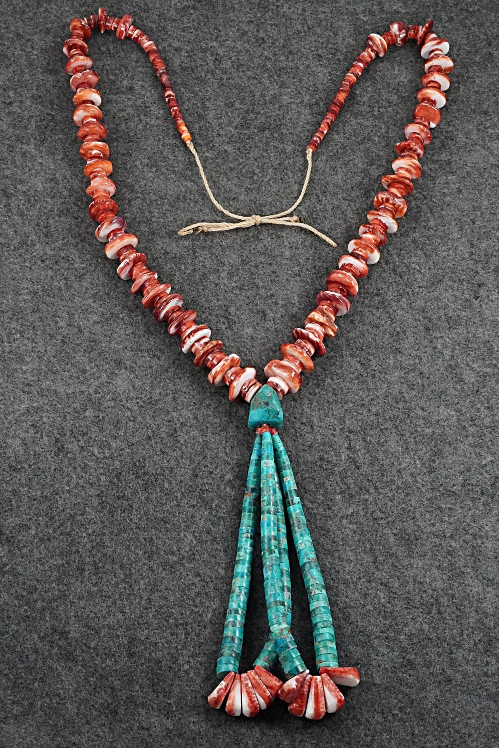 Turquoise & Spiny Oyster Necklace - Lupe Lovato